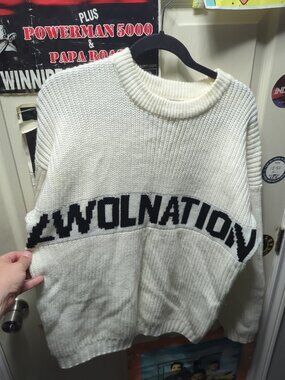 Awolnation Metal Autumn Hooligan Style Loose Knit Round Collar Sweater Pullover
